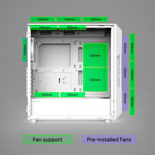 Корпус Zalman I3 Neo V2 Tempered Glass без БЖ White купити в Україні: Київ, Львів, Хмельницький, Тернопіль | Перевірка сумісності, низька ціна, відгуки, характеристики від TELEMART фото