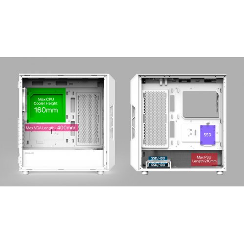 Корпус Zalman I3 Neo V2 Tempered Glass без БЖ White купити в Україні: Київ, Львів, Хмельницький, Тернопіль | Перевірка сумісності, низька ціна, відгуки, характеристики від TELEMART фото