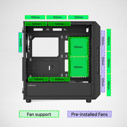 Корпус Zalman I3 Neo V2 Tempered Glass без БЖ Black купити в Україні: Київ, Львів, Хмельницький, Тернопіль | Перевірка сумісності, низька ціна, відгуки, характеристики від TELEMART фото