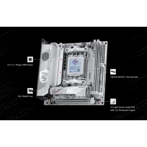 Материнская плата MSI MPG X870I EDGE TI EVO WIFI (sAM5, AMD X870) купить в Украине: Киев, Днепр, Харьков, Одесса  | Проверка совместимости, низкая цена, отзывы, характеристики от TELEMART фото