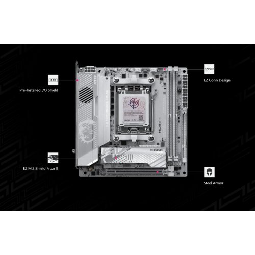 Материнская плата MSI MPG X870I EDGE TI EVO WIFI (sAM5, AMD X870) купить в Украине: Киев, Днепр, Харьков, Одесса  | Проверка совместимости, низкая цена, отзывы, характеристики от TELEMART фото
