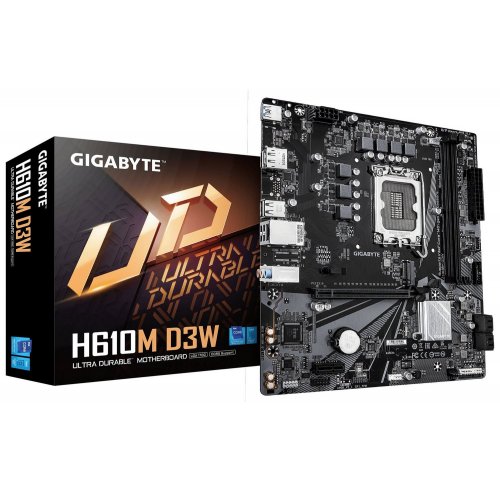 Материнська плата Gigabyte H610M D3W (s1700, Intel H610) купити в Україні: Київ, Львів, Хмельницький, Тернопіль | Перевірка сумісності, низька ціна, відгуки, характеристики від TELEMART фото