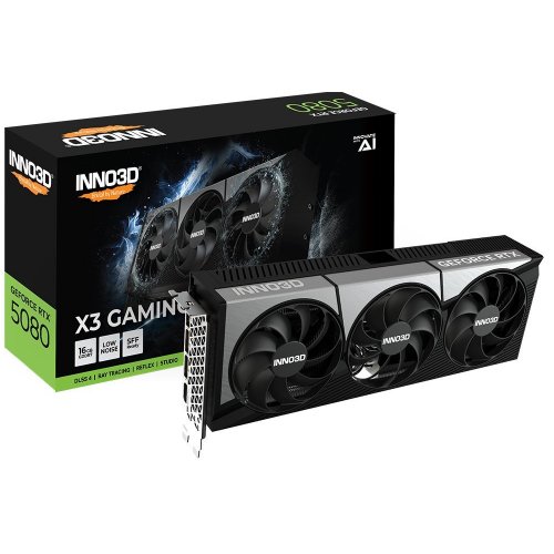 Відеокарта Inno3D GeForce RTX 5080 X3 GAMING OC 16384MB (G50803-16D7X-17603930) (Відновлено продавцем, 823539) купити в Україні: Київ, Львів, Хмельницький, Тернопіль | Перевірка сумісності, низька ціна, відгуки, характеристики від TELEMART фото