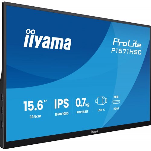 Монитор Iiyama 15.6" ProLite P1671HSC-B1 Black купить в Украине: Киев, Днепр, Харьков, Одесса  | Низкая цена, отзывы, характеристики от TELEMART фото