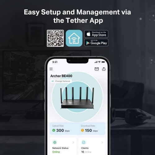 Wi-Fi роутер TP-LINK Archer BE400 купить в Украине: Киев, Днепр, Харьков, Одесса  | Низкая цена, отзывы, характеристики от TELEMART фото