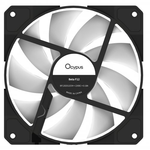 Кулер для корпуса Ocypus Beta F12 ARGB Reverse Blade (BETA-F12-BK1AM01X-GL) Black купить в Украине: Киев, Днепр, Харьков, Одесса  | Проверка совместимости, низкая цена, отзывы, характеристики от TELEMART фото