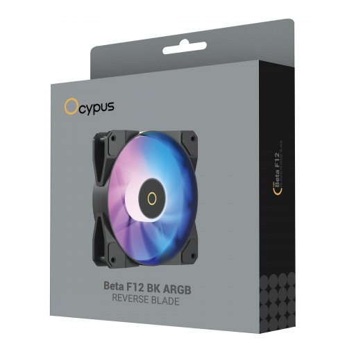 Кулер для корпуса Ocypus Beta F12 ARGB Reverse Blade (BETA-F12-BK1AM01X-GL) Black купить в Украине: Киев, Днепр, Харьков, Одесса  | Проверка совместимости, низкая цена, отзывы, характеристики от TELEMART фото