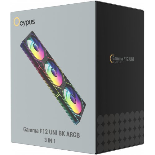 Набор кулеров для корпуса Ocypus Gamma F12 UNI ARGB 3 in 1 (GAMMA-F12-BK3AM00U-GL) Black купить в Украине: Киев, Днепр, Харьков, Одесса  | Проверка совместимости, низкая цена, отзывы, характеристики от TELEMART фото