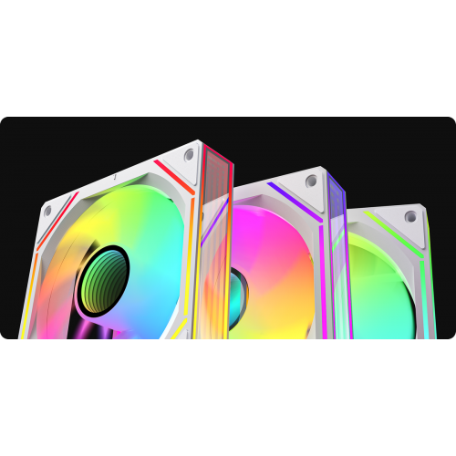 Набор кулеров для корпуса Ocypus Gamma F12 UNI ARGB Reverse Blade 3 in 1 (GAMMA-F12-WH3AM01U-GL) White купить в Украине: Киев, Днепр, Харьков, Одесса  | Проверка совместимости, низкая цена, отзывы, характеристики от TELEMART фото
