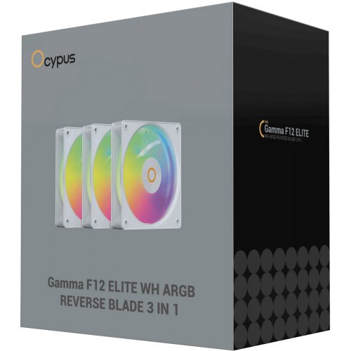 Набор кулеров для корпуса Ocypus Gamma F12 Elite ARGB Reverse Blade 3 in 1 (GAMMA-F12-WH3AM01E-GL) White купить в Украине: Киев, Днепр, Харьков, Одесса  | Проверка совместимости, низкая цена, отзывы, характеристики от TELEMART фото