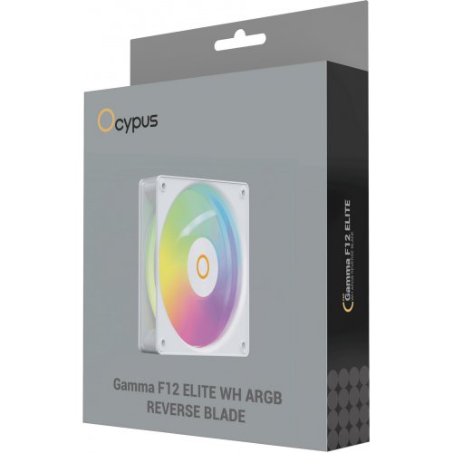 Кулер для корпуса Ocypus Gamma F12 Elite ARGB Reverse Blade (GAMMA-F12-WH1AM01E-GL) White купить в Украине: Киев, Днепр, Харьков, Одесса  | Проверка совместимости, низкая цена, отзывы, характеристики от TELEMART фото