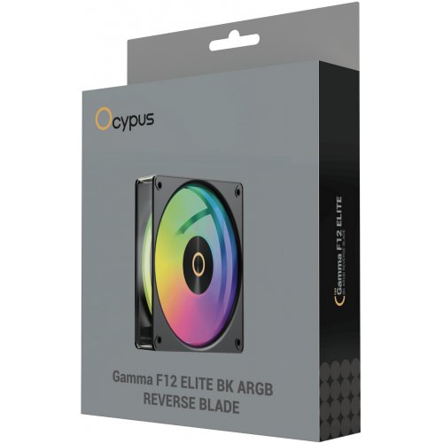 Кулер для корпуса Ocypus Gamma F12 Elite ARGB Reverse Blade (GAMMA-F12-BK1AM01E-GL) Black купить в Украине: Киев, Днепр, Харьков, Одесса  | Проверка совместимости, низкая цена, отзывы, характеристики от TELEMART фото