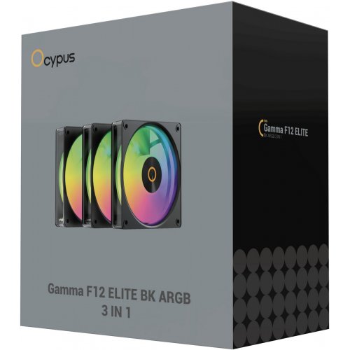 Набор кулеров для корпуса Ocypus Gamma F12 Elite ARGB 3 in 1 (GAMMA-F12-BK3AM00E-GL) Black купить в Украине: Киев, Днепр, Харьков, Одесса  | Проверка совместимости, низкая цена, отзывы, характеристики от TELEMART фото