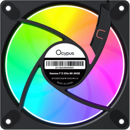 Кулер для корпуса Ocypus Gamma F12 Elite ARGB (GAMMA-F12-BK1AM00E-GL) Black купить в Украине: Киев, Днепр, Харьков, Одесса  | Проверка совместимости, низкая цена, отзывы, характеристики от TELEMART фото