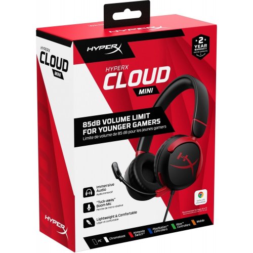Уценка наушники HyperX Cloud Mini (7G8F4AA) Black/Red (Вскрытая упаковка, 824078) купить в Украине: Киев, Днепр, Харьков, Одесса  | Низкая цена, отзывы, характеристики от TELEMART фото
