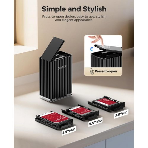 Док-станция ORICO 9728C3 2 Bay Docking Station 2.5"/3.5" HDD/SSD (ORICO-9728C3-EU-BK-BP) Black купить в Украине: Киев, Днепр, Харьков, Одесса  | Низкая цена, отзывы, характеристики от TELEMART фото
