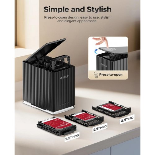 Док-станция ORICO 9758C3 5 Bay Docking Station 2.5"/3.5" HDD/SSD (ORICO-9758C3-V1-EU-BK-BP) Black купить в Украине: Киев, Днепр, Харьков, Одесса  | Низкая цена, отзывы, характеристики от TELEMART фото