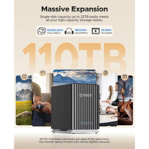 Док-станция ORICO 9758C3 5 Bay Docking Station 2.5"/3.5" HDD/SSD (ORICO-9758C3-V1-EU-BK-BP) Black купить в Украине: Киев, Днепр, Харьков, Одесса  | Низкая цена, отзывы, характеристики от TELEMART фото