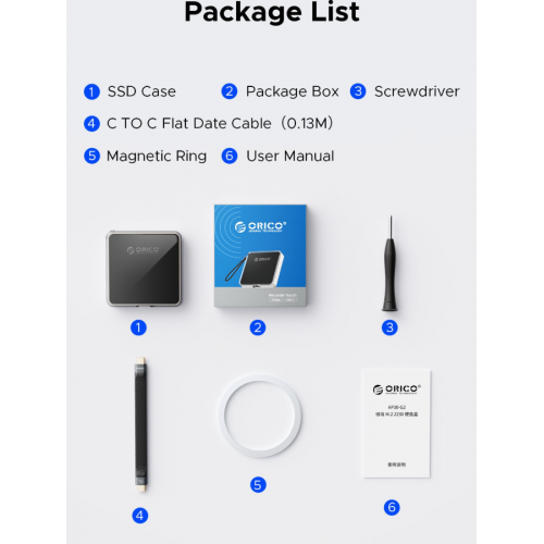 Зовнішня кишеня ORICO AP30-G2 M.2 NVME 2230 SSD Enclosure USB Type-C (ORICO-AP30-G2-BK-BP) Black купити в Україні: Київ, Львів, Хмельницький, Тернопіль | Низька ціна, відгуки, характеристики від TELEMART фото