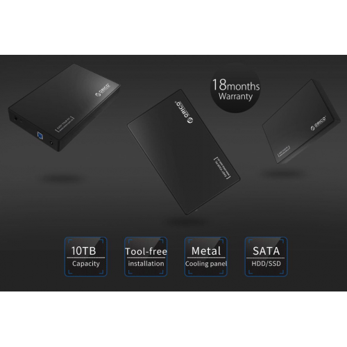 Внешний карман ORICO 3588US3-V1 3.5" SSD/HDD Enclosure USB (ORICO-3588US3-V1-EU-BK-BP-HW) Black купить в Украине: Киев, Днепр, Харьков, Одесса  | Низкая цена, отзывы, характеристики от TELEMART фото