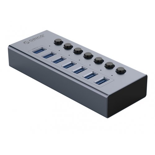 USB-хаб ORICO BT2U3-7AB USB 7 in 1 (ORICO-BT2U3-7AB-EU-GY-BP) Grey/Black купити в Україні: Київ, Львів, Хмельницький, Тернопіль | Низька ціна, відгуки, характеристики від TELEMART фото