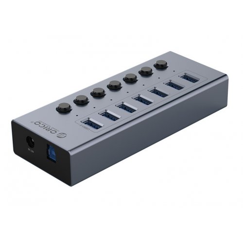 USB-хаб ORICO BT2U3-7AB USB 7 in 1 (ORICO-BT2U3-7AB-EU-GY-BP) Grey/Black купити в Україні: Київ, Львів, Хмельницький, Тернопіль | Низька ціна, відгуки, характеристики від TELEMART фото