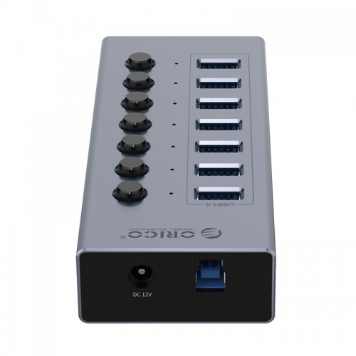 USB-хаб ORICO BT2U3-7AB USB 7 in 1 (ORICO-BT2U3-7AB-EU-GY-BP) Grey/Black купити в Україні: Київ, Львів, Хмельницький, Тернопіль | Низька ціна, відгуки, характеристики від TELEMART фото