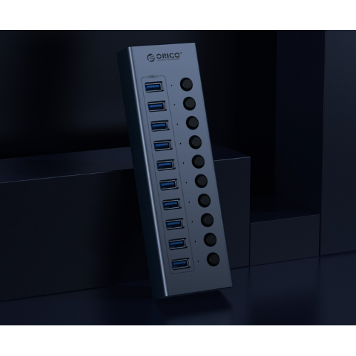 USB-хаб ORICO BT2U3-7AB USB 7 in 1 (ORICO-BT2U3-7AB-EU-GY-BP) Grey/Black купити в Україні: Київ, Львів, Хмельницький, Тернопіль | Низька ціна, відгуки, характеристики від TELEMART фото