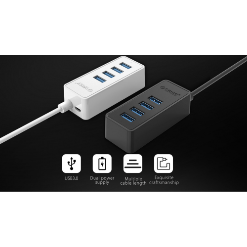 USB-хаб ORICO W5P-U3 USB 4 in 1 (ORICO-W5P-U3-100-BK-EP-HW) Black купити в Україні: Київ, Львів, Хмельницький, Тернопіль | Низька ціна, відгуки, характеристики від TELEMART фото