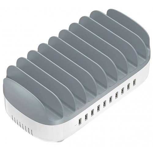 Сетевое зарядное устройство ORICO DUK-10P-V1 Smart Charging Station 10 x USB 120W (ORICO-DUK-10P-V1-EU-WH-BP) White купить в Украине: Киев, Днепр, Харьков, Одесса  | Низкая цена, отзывы, характеристики от TELEMART фото