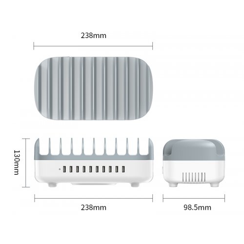 Сетевое зарядное устройство ORICO DUK-10P-V1 Smart Charging Station 10 x USB 120W (ORICO-DUK-10P-V1-EU-WH-BP) White купить в Украине: Киев, Днепр, Харьков, Одесса  | Низкая цена, отзывы, характеристики от TELEMART фото