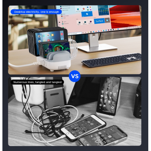 Сетевое зарядное устройство ORICO DUK-10P-V1 Smart Charging Station 10 x USB 120W (ORICO-DUK-10P-V1-EU-WH-BP) White купить в Украине: Киев, Днепр, Харьков, Одесса  | Низкая цена, отзывы, характеристики от TELEMART фото