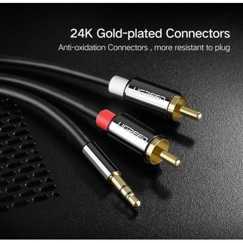 Розгалужувач Ugreen AV116 3.5mm to 2 x RCA 2m (10584) Black купити в Україні: Київ, Львів, Хмельницький, Тернопіль | Низька ціна, відгуки, характеристики від TELEMART фото