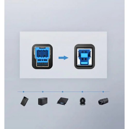 Кабель Ugreen US210 USB 3.0 to USB Type-B 1m (30753) Black купить в Украине: Киев, Днепр, Харьков, Одесса  | Низкая цена, отзывы, характеристики от TELEMART фото