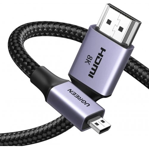 Кабель Ugreen HD164 Micro HDMI to HDMI 2.1 8K 2m (15517) Black купити в Україні: Київ, Львів, Хмельницький, Тернопіль | Низька ціна, відгуки, характеристики від TELEMART фото