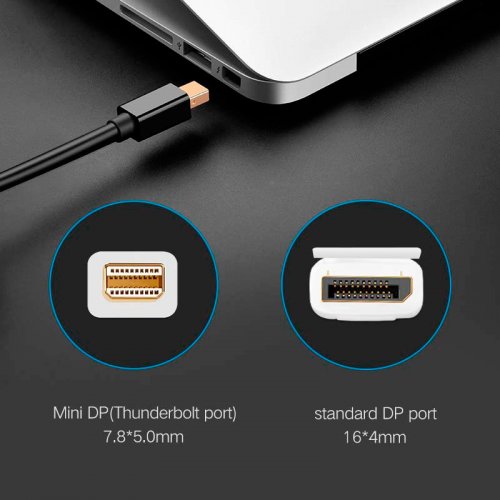 Кабель Ugreen MD105 Mini DisplayPort to DisplayPort 1.5m (10477) Black купить в Украине: Киев, Днепр, Харьков, Одесса  | Низкая цена, отзывы, характеристики от TELEMART фото
