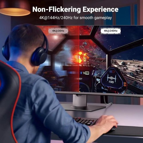 Кабель Ugreen CM556 USB Type-C to DisplayPort 1.4 8K 2m (25158) Black купить в Украине: Киев, Днепр, Харьков, Одесса  | Низкая цена, отзывы, характеристики от TELEMART фото