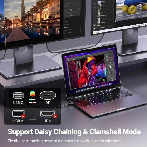 Кабель Ugreen CM556 USB Type-C to DisplayPort 1.4 8K 2m (25158) Black купить в Украине: Киев, Днепр, Харьков, Одесса  | Низкая цена, отзывы, характеристики от TELEMART фото