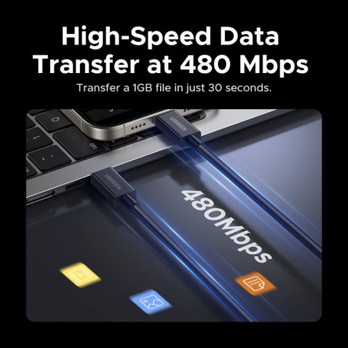 Кабель Ugreen L703 Thunderbolt 5 USB Type-C to USB Type-C 16K 1m (45996) Black купити в Україні: Київ, Львів, Хмельницький, Тернопіль | Низька ціна, відгуки, характеристики від TELEMART фото