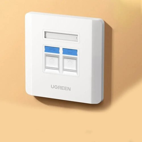 Настінна мережева розетка Ugreen NW144 Dual Port Wall Face Plate (80182) White купити в Україні: Київ, Львів, Хмельницький, Тернопіль | Низька ціна, відгуки, характеристики від TELEMART фото