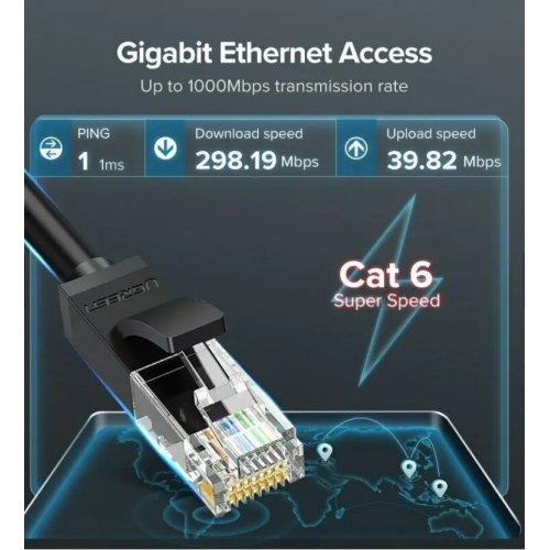 Патч-корд Ugreen NW102 Cat 6 U/UTP 10m (20164) Black купити в Україні: Київ, Львів, Хмельницький, Тернопіль | Низька ціна, відгуки, характеристики від TELEMART фото