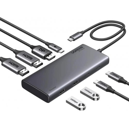 USB-хаб Ugreen CM639 USB Type-C 8 in 1 (35625) Gray купити в Україні: Київ, Львів, Хмельницький, Тернопіль | Низька ціна, відгуки, характеристики від TELEMART фото