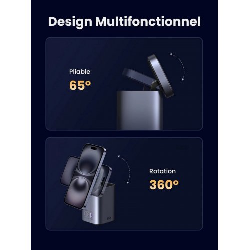 Бездротовий зарядний пристрій Ugreen X555 4 in 1 Wireless 65W (55321) Black купити в Україні: Київ, Львів, Хмельницький, Тернопіль | Низька ціна, відгуки, характеристики від TELEMART фото