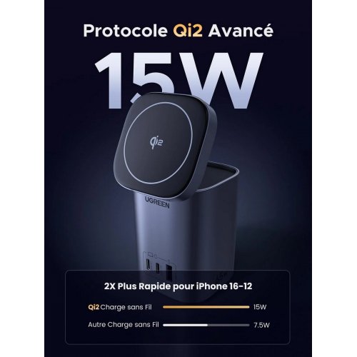 Бездротовий зарядний пристрій Ugreen X555 4 in 1 Wireless 65W (55321) Black купити в Україні: Київ, Львів, Хмельницький, Тернопіль | Низька ціна, відгуки, характеристики від TELEMART фото