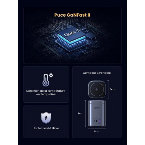 Бездротовий зарядний пристрій Ugreen X555 4 in 1 Wireless 65W (55321) Black купити в Україні: Київ, Львів, Хмельницький, Тернопіль | Низька ціна, відгуки, характеристики від TELEMART фото