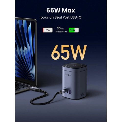 Бездротовий зарядний пристрій Ugreen X555 4 in 1 Wireless 65W (55321) Black купити в Україні: Київ, Львів, Хмельницький, Тернопіль | Низька ціна, відгуки, характеристики від TELEMART фото