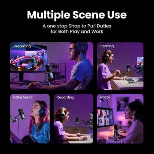 Мікрофон Ugreen CM769 RGB (35629) Black купити в Україні: Київ, Львів, Хмельницький, Тернопіль | Низька ціна, відгуки, характеристики від TELEMART фото