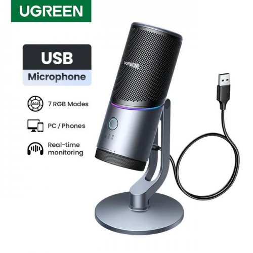 Мікрофон Ugreen CM769 RGB (35629) Black купити в Україні: Київ, Львів, Хмельницький, Тернопіль | Низька ціна, відгуки, характеристики від TELEMART фото