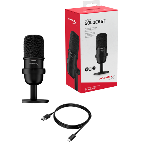 Уцінка мікрофон HyperX SoloCast (HMIS1X-XX-BK/G/4P5P8AA) Black (Розкрита упаковка, 824345) купити в Україні: Київ, Львів, Хмельницький, Тернопіль | Низька ціна, відгуки, характеристики від TELEMART фото