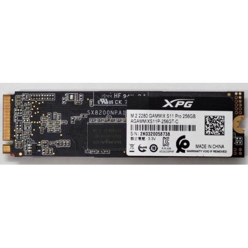 Ssd-диск ADATA XPG GAMMIX S11 Pro 3D NAND TLC 256GB M.2 (2280 PCI-E) NVMe 1.3 (AGAMMIXS11P-256GT-C) (Восстановлено продавцом, 824378) купить в Украине: Киев, Днепр, Харьков, Одесса  | Проверка совместимости, низкая цена, отзывы, характеристики от TELEMART фото